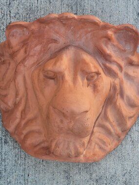 Vintage Terracotta Lion Head Hanging Planter By Leota Thomas 1980